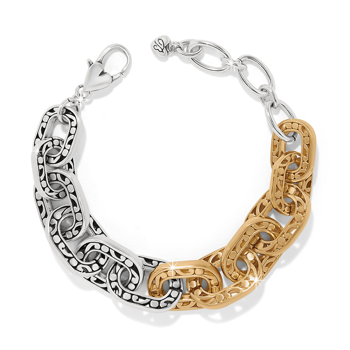 Silver-gold two-tone adjustable duo linx bracelet with lobster claw closure
