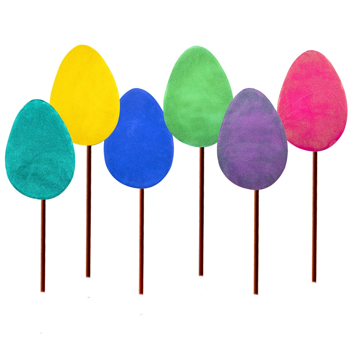 Stakeable glitter egg decoration with a shimmering surface.