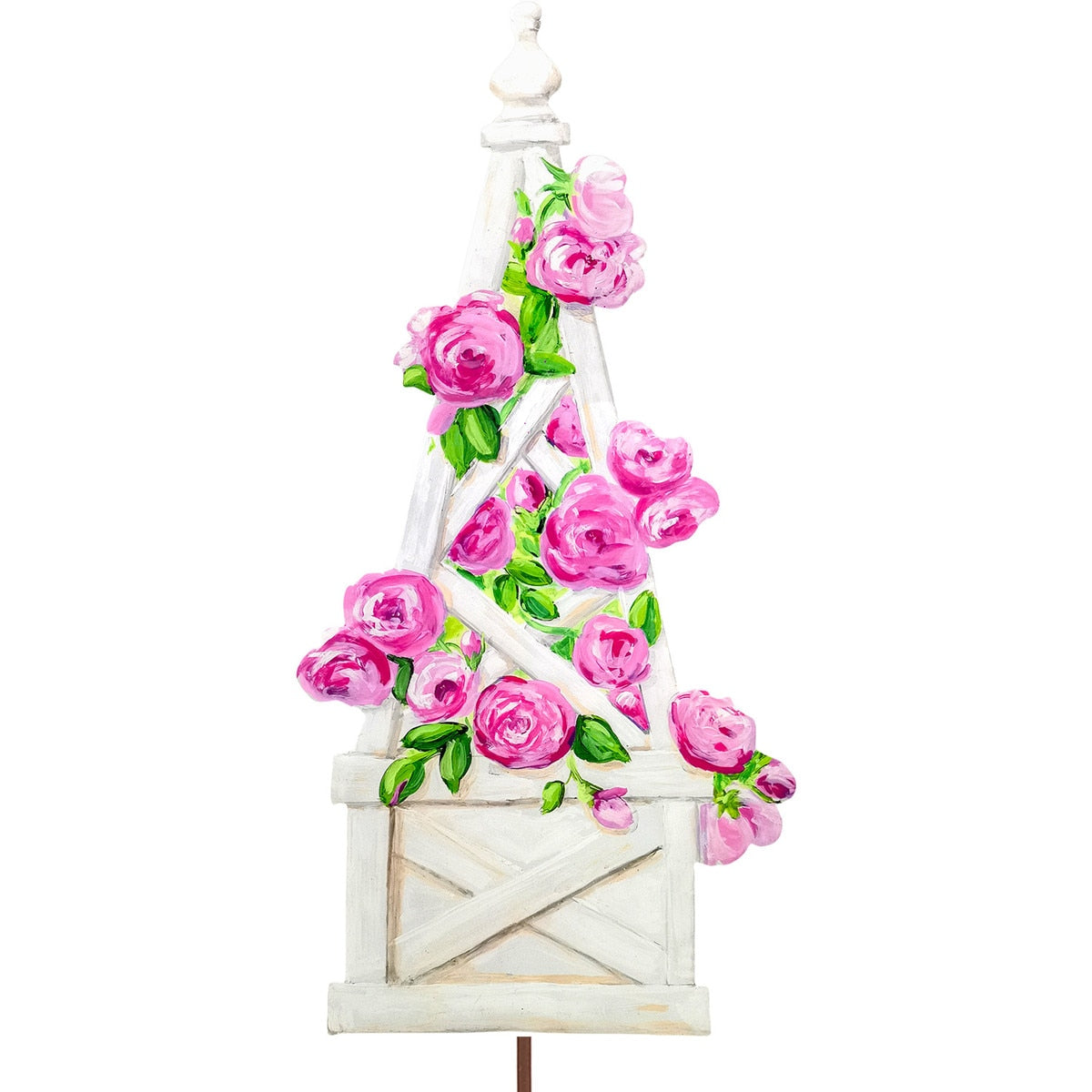 Rose Bush Trellis easel in natural wood with vertical slats