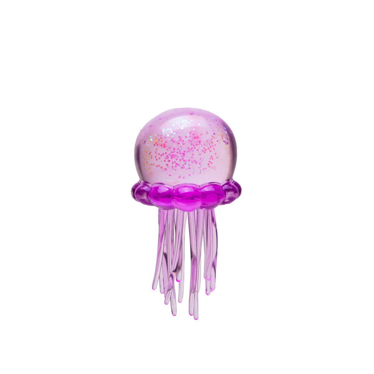 Purple Jellysquish NeeDoh fidget toy with iridescent glitter and long, flexible tentacles.