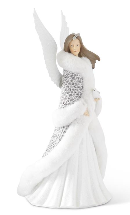 Angel w/White Glittered Metal Removable Wings