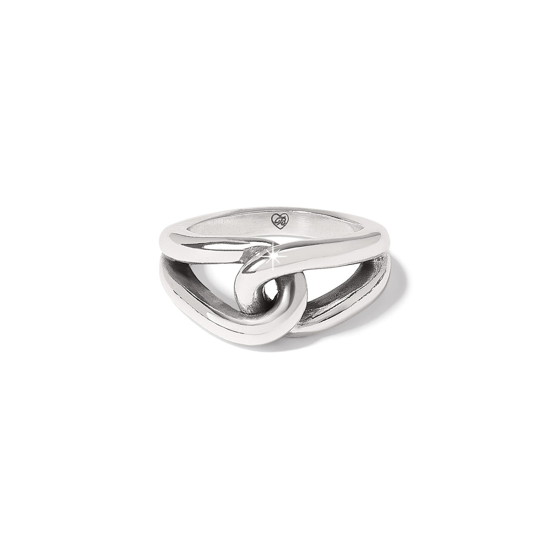 Silver plated Interlok Bold ring with a wide three-eighth inch band.