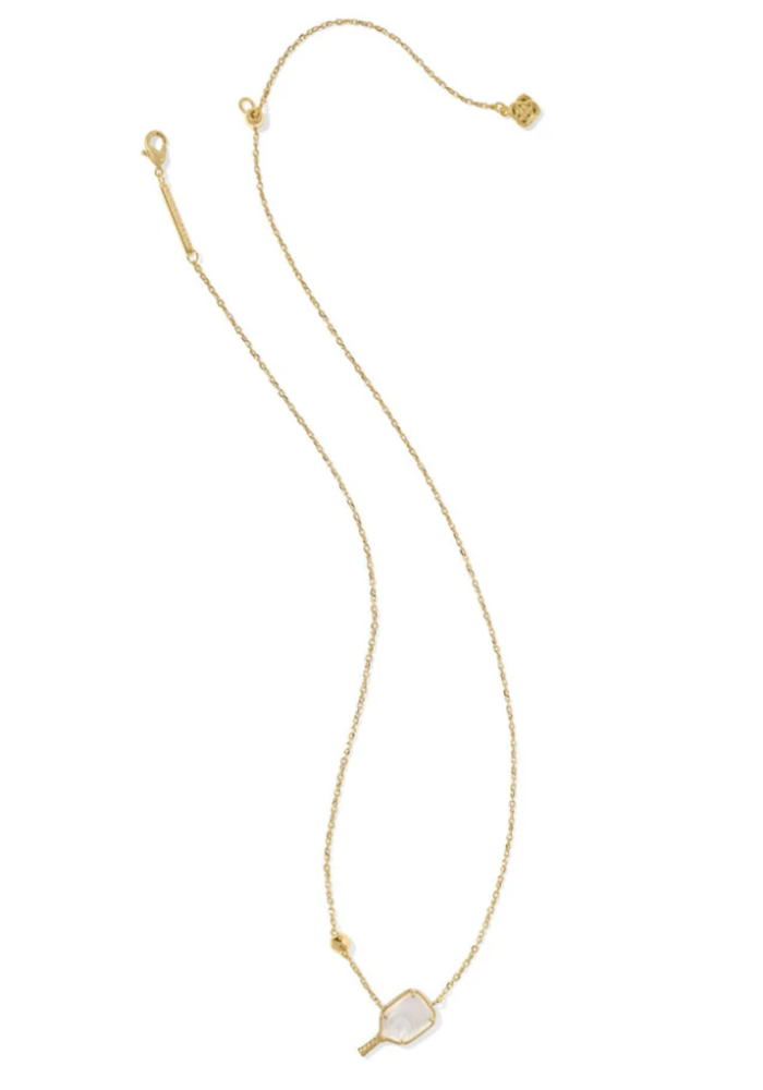 Gold pendant necklace with ivory mother-of-pearl bead on a chain
