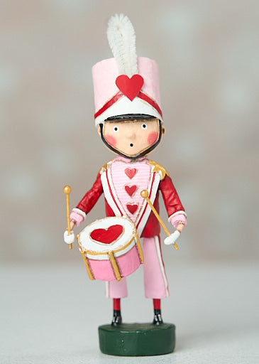 Lori Mitchell Beat of My Heart polyresin figurine in red heart pattern with white silhouette design.