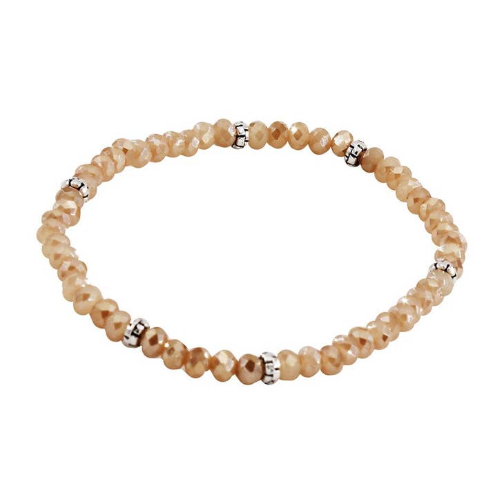 Silver accent mini crystal bracelet with a delicate chain link design.