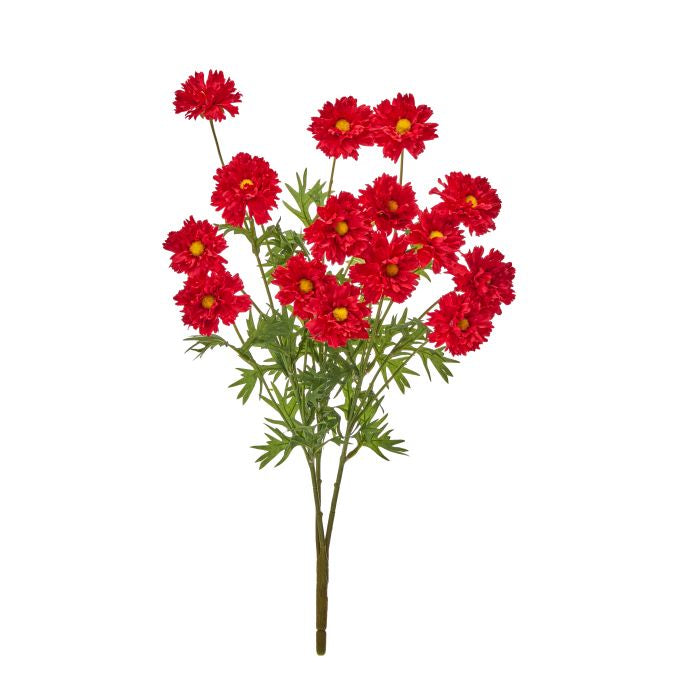 Ruffle Cosmos Bush X3 artificial plant with ruffled green foliage in a black pot.