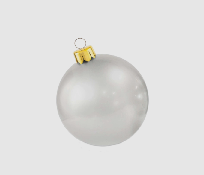 30-inch white inflatable Holiball ornament with a topper on a hanger plug.