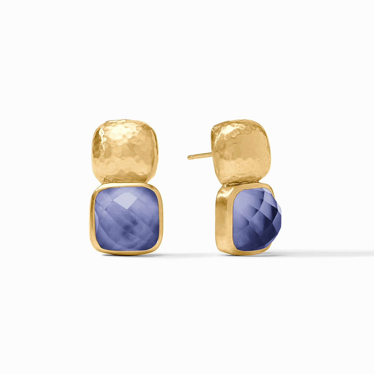 Catalina earring featuring a one-inch imported glass stone with mother-of-pearl accents in gold plate.