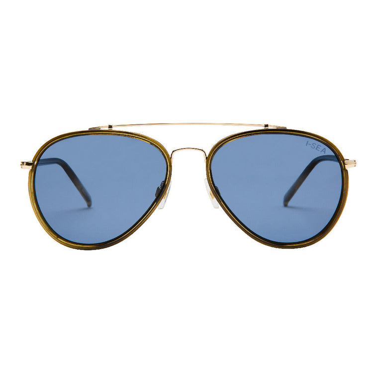 Tatum sunglasses with hand-polished metal frame, polarized lenses offering UV protection and stainless hinges.