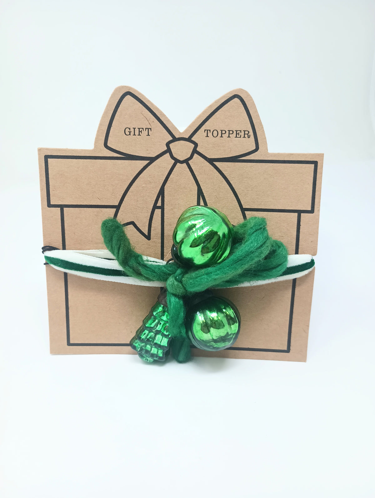 Clear glass ornament gift topper with festive decorative shape