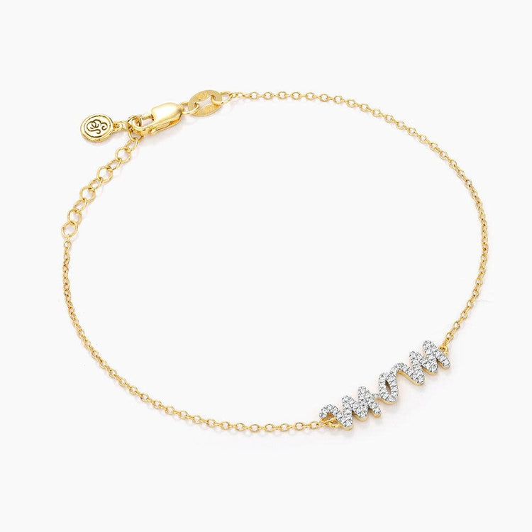 Silver-tone Rockstar Mom chain bracelet featuring a small diamond accent with lobster clasp closure.