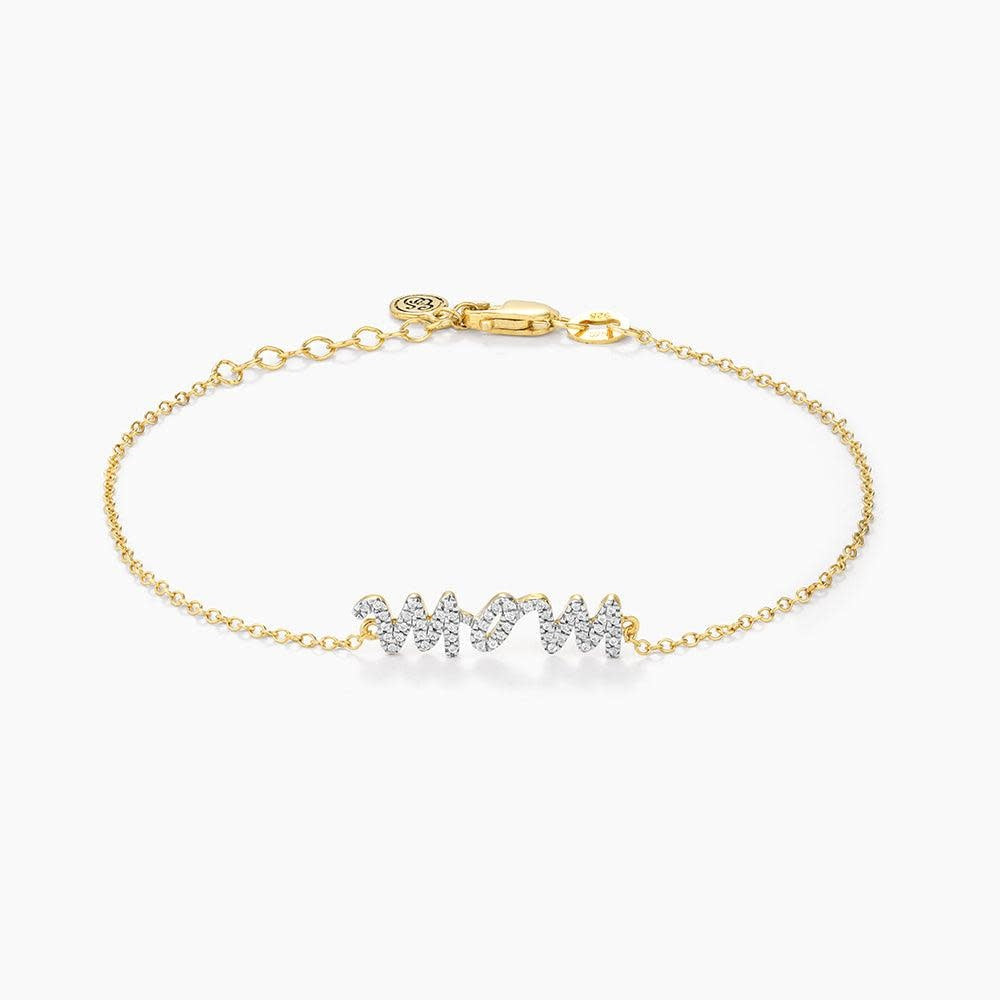 Silver-tone Rockstar Mom chain bracelet with a small diamond accent on lobster clasp closure.
