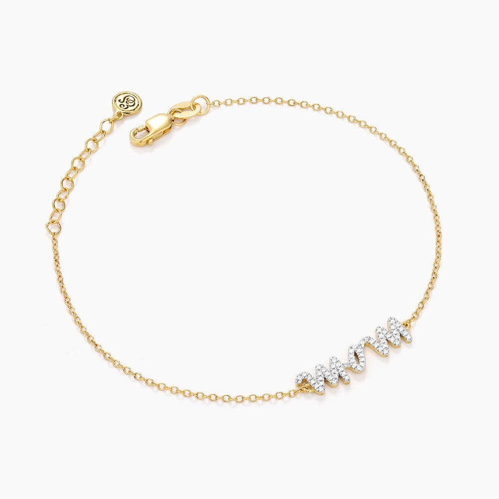 Silver-tone Rockstar Mom chain bracelet featuring a small diamond accent on the clasp.