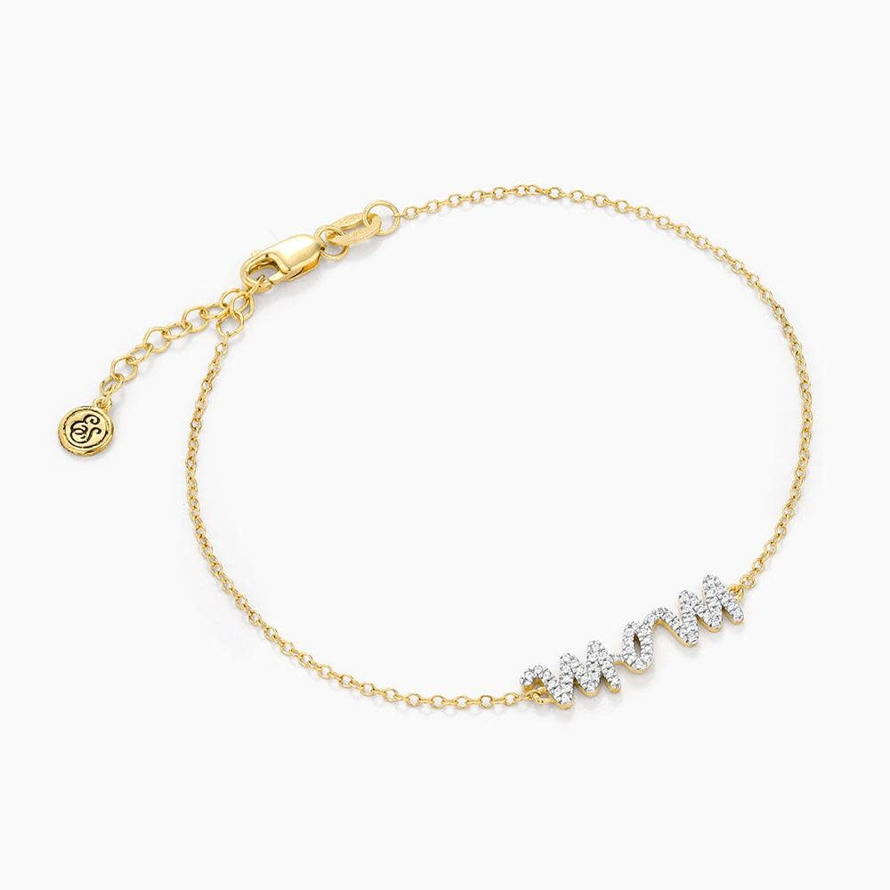 Silver-tone Rockstar Mom chain bracelet with a small diamond accent on the clasp.