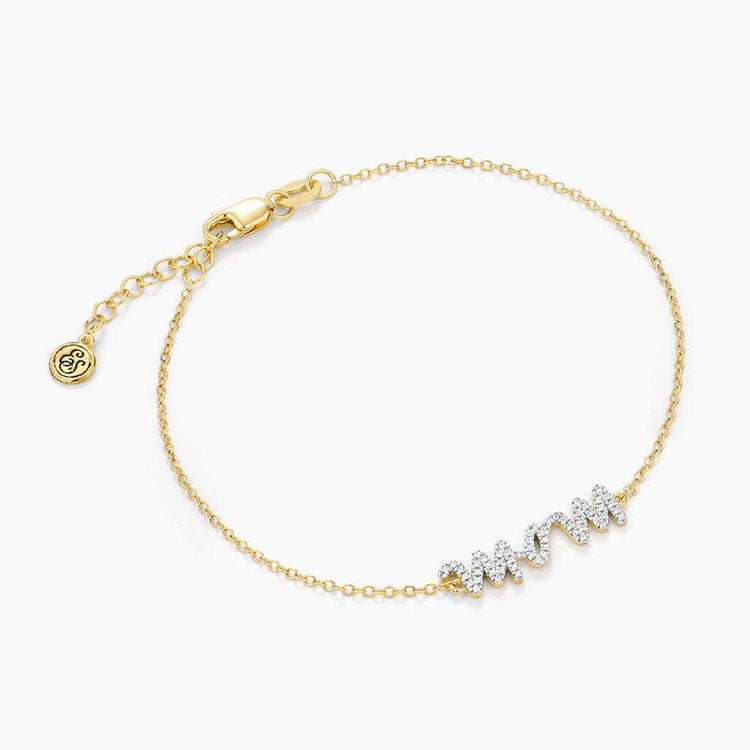 Silver-tone Rockstar Mom chain bracelet with a small diamond accent on the clasp.