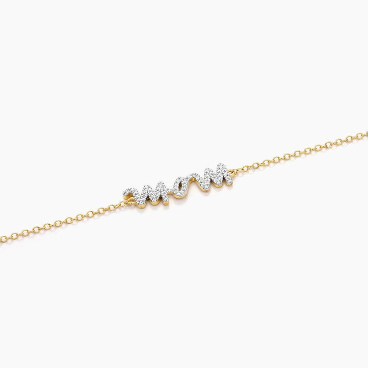 Silver-tone rockstar mom chain bracelet with a small diamond accent on lobster clasp closure.