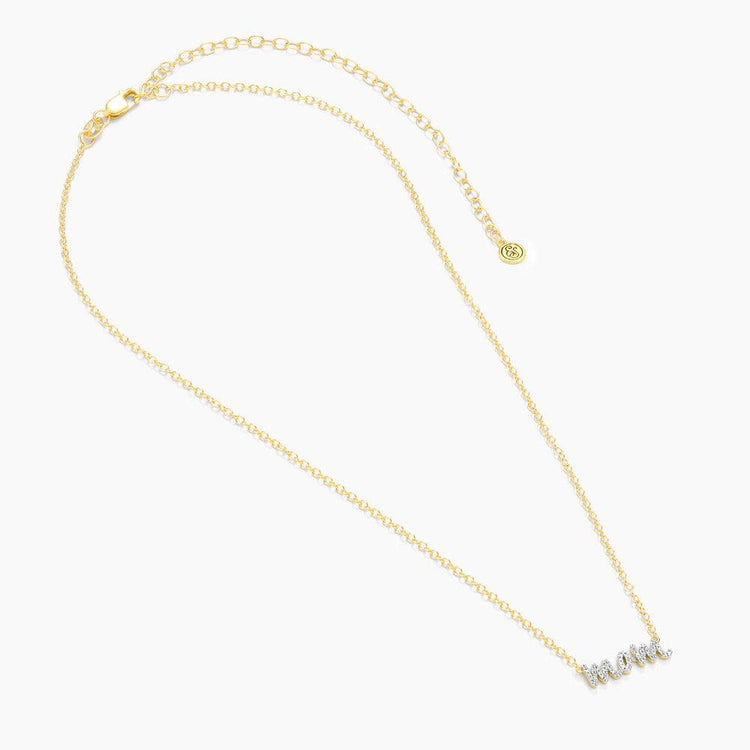 Silver Rockstar Mom pendant necklace featuring a diamond-accented star charm on a chain.