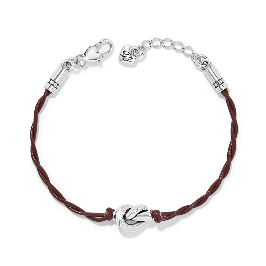 Silver-plated Interlok single knot leather bracelet with lobster claw closure