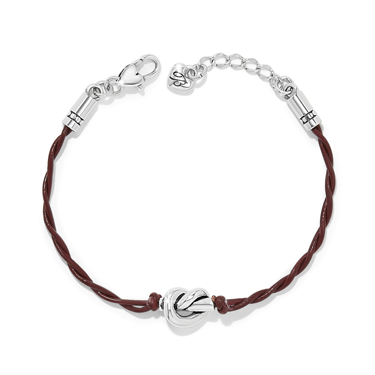 Silver-plated Interlok single knot leather bracelet with lobster claw closure