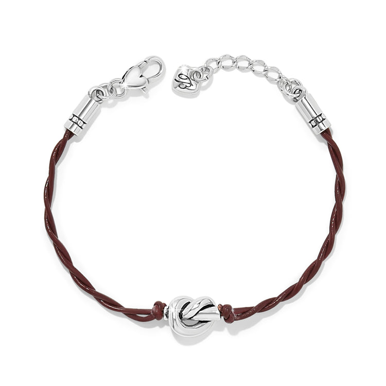 Silver-plated Interlok single knot leather bracelet with lobster claw closure