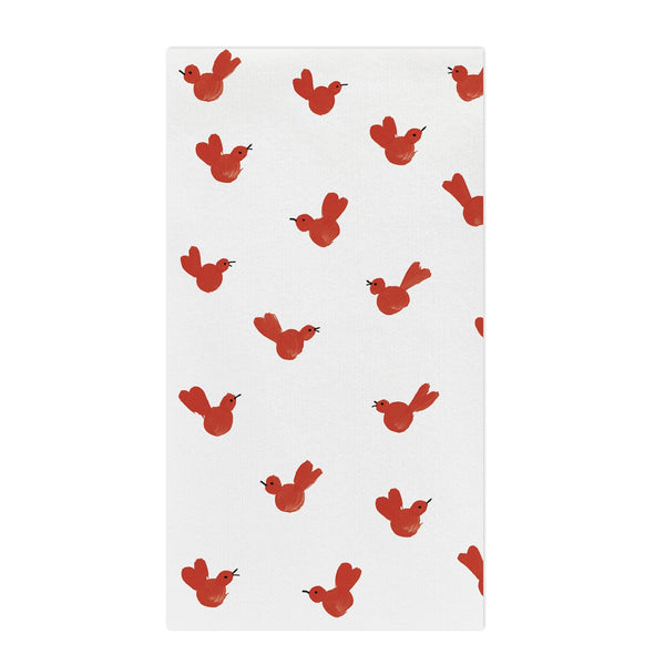 Red bird printed guest towel with white background