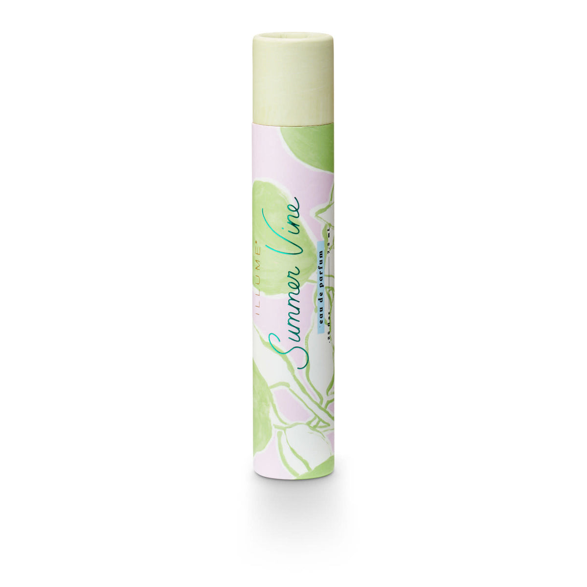 Summer Vine rollerball perfume in a clear glass bottle with silver cap.