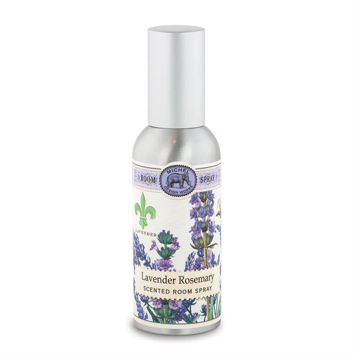 Lavender and rosemary room spray bottle with a pump dispenser