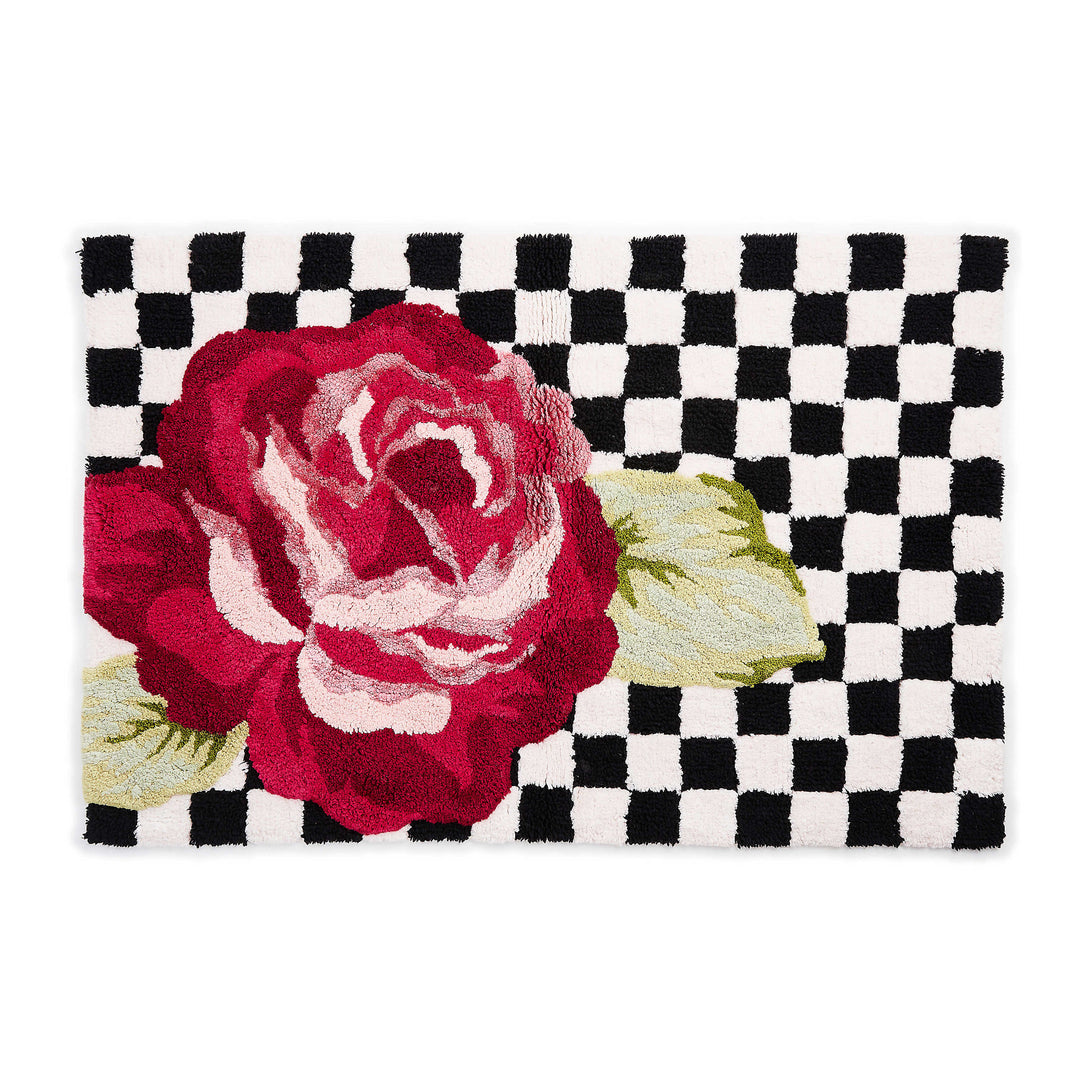 Rose and Check Bath Rug