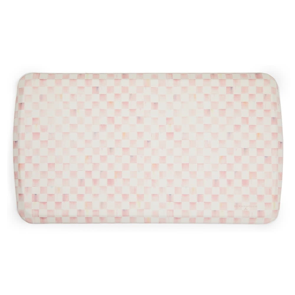 Rosy Check gel comfort mat with a checkered polyurethane top in rosy tones.