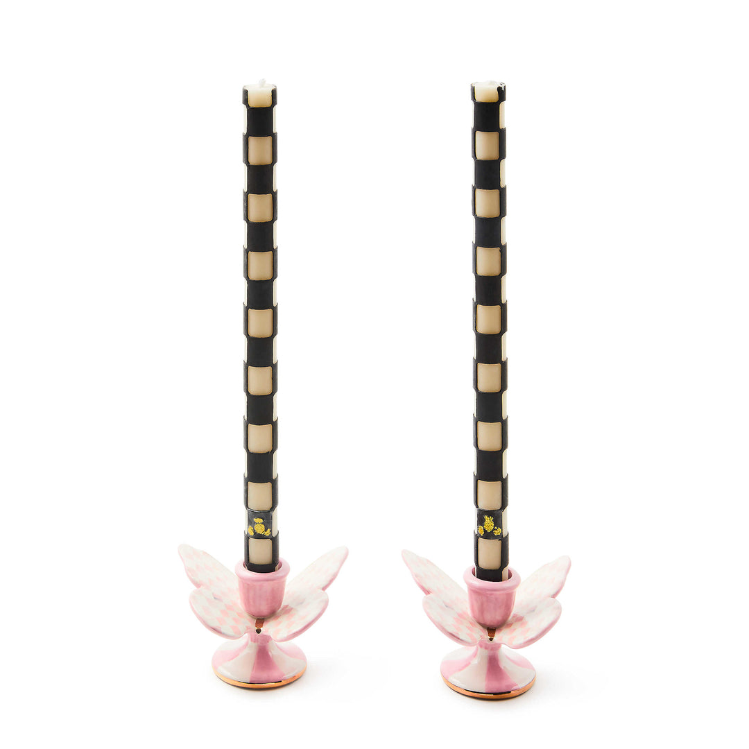 Rosy Check Butterfly Candle Holders Set of 2