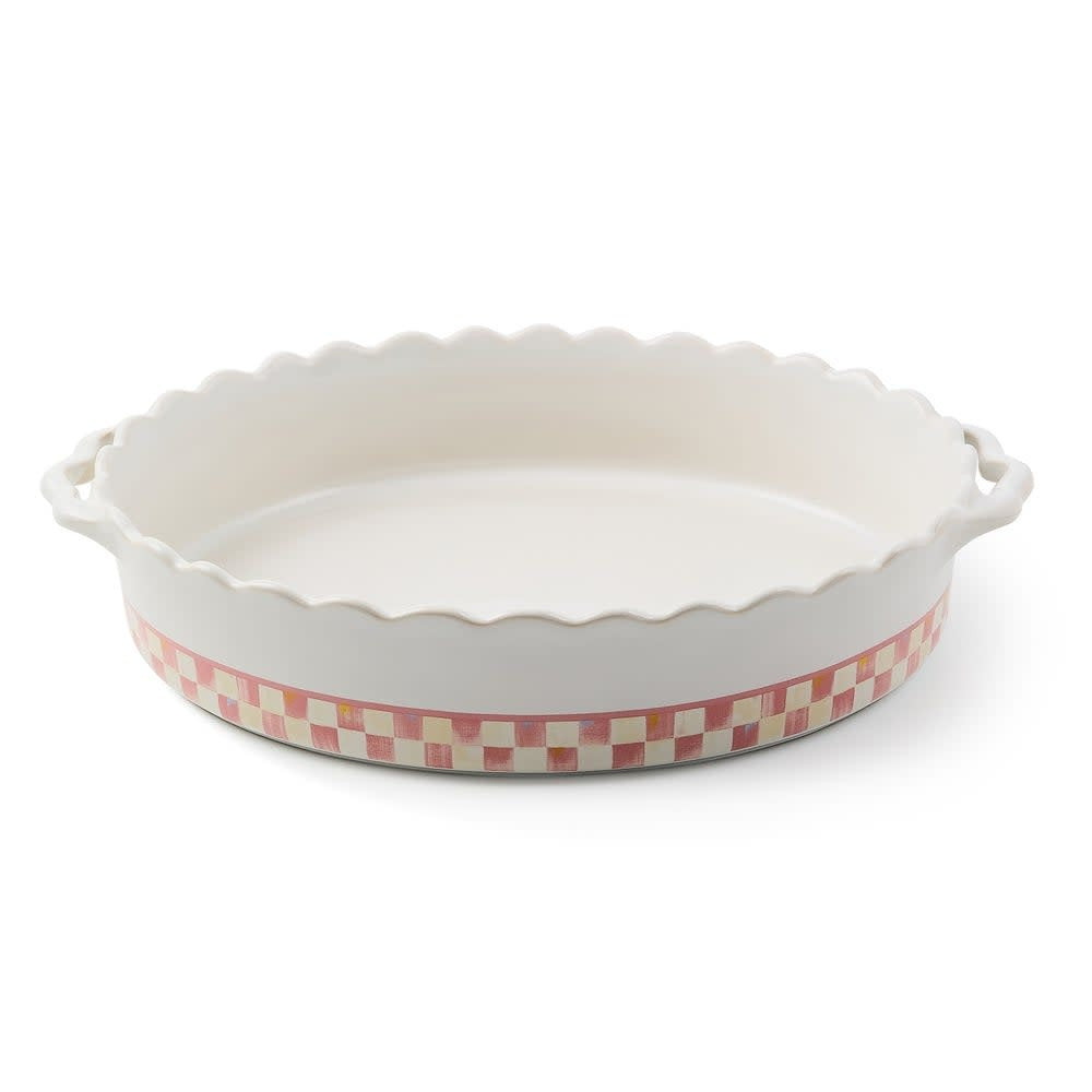 Rosy check stoneware oval baker with handle