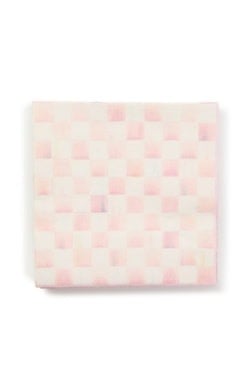 Pack of triple-ply luncheon napkins with a rosy check pattern.