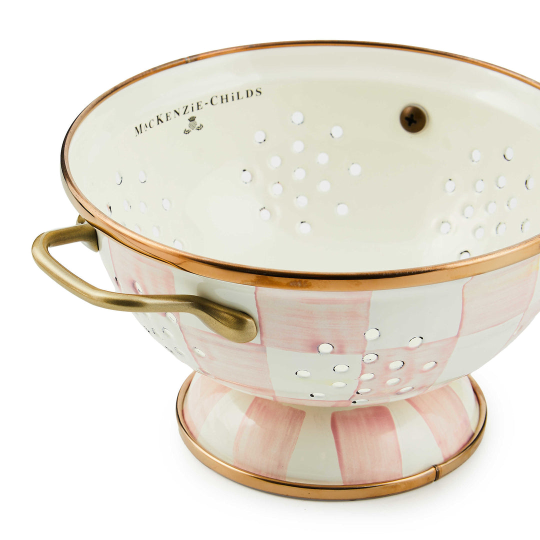 Rosy Check Enamel Colander - Small
