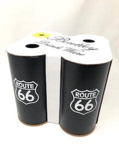 Black Route 66 monogrammed tumbler with white text detailing the highway route.
