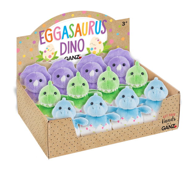 Eggasaurus Dino plush toy in green with textured scales.