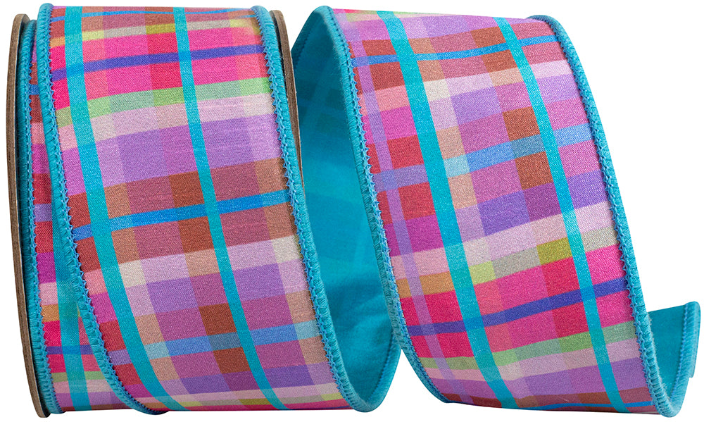 2.5 Inch Plaid Bright Deluxe Backed - Turquoise