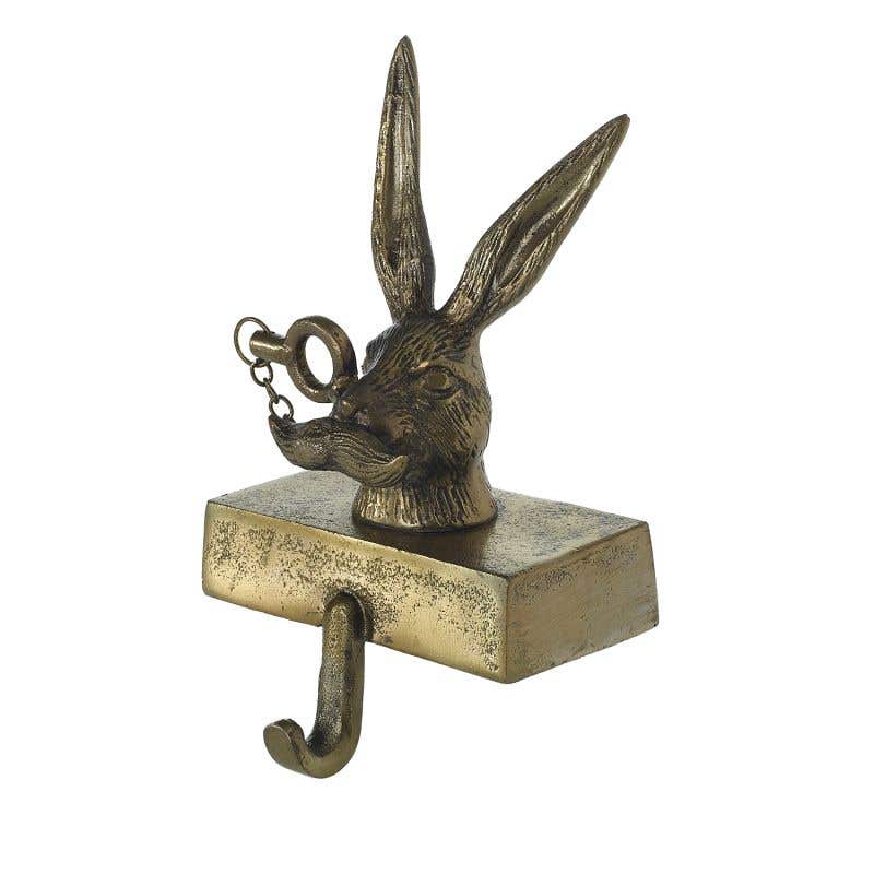 Metal stocking holder with a curved hook design