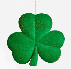 Individual flocked shamrock PVC decoration in green with a textured finish.