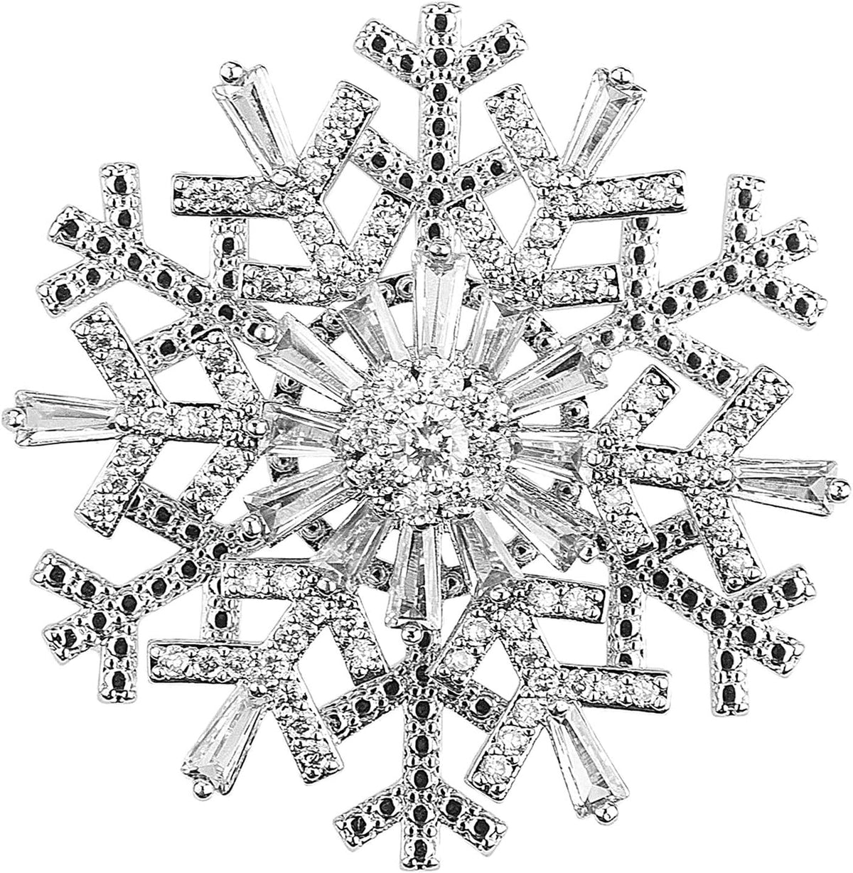 Clear snowflake spin pin with gemstone accents