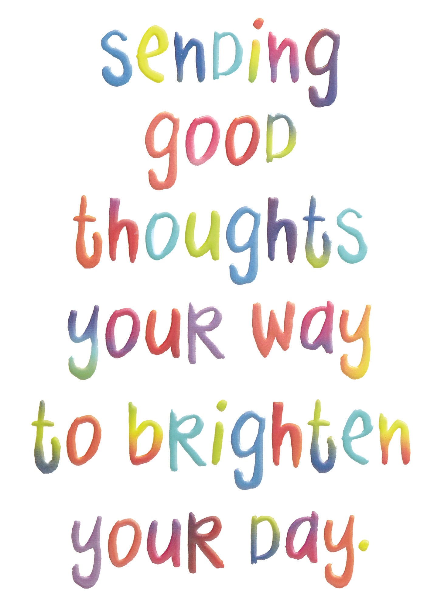 White greeting card with 'Sending Good Thoughts' text and floral pattern