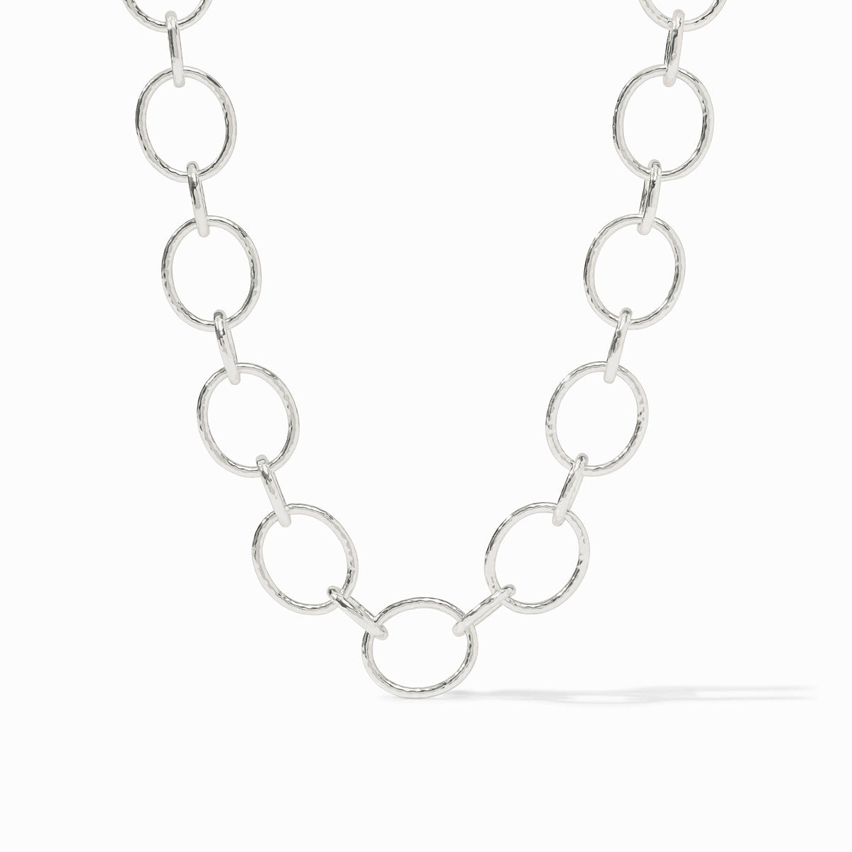 Silver plate Catalina Light Link necklace with adjustable chain length and toggle clasp.