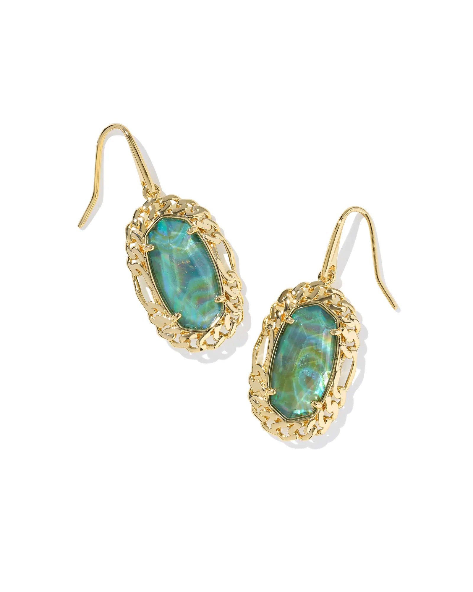 Dani Figaro Frame Drop Earrings featuring shimmering stones at the center with an edgy silhouette.