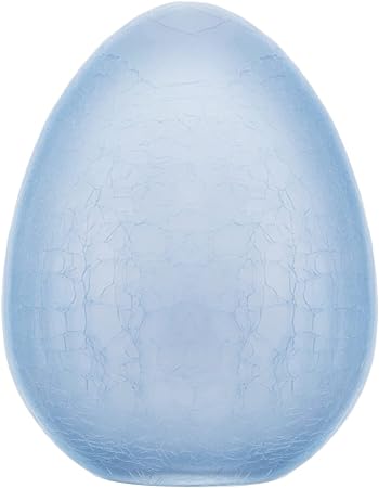 Ice-patterned glass Easter egg measuring 4.5 inches high with a translucent finish.