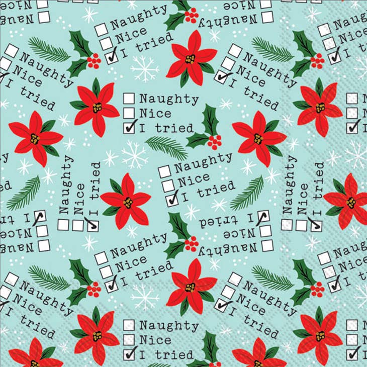Stack of five-inch square paper cocktail napkins with a subtle pattern.