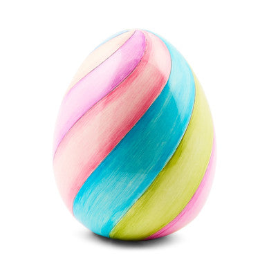 Mini resin egg figurine with a frolic spring swirl pattern in pastel colors.