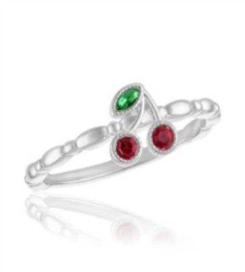Cherry Stack Ring in brass with gold overlay plating featuring a cherry silhouette.
