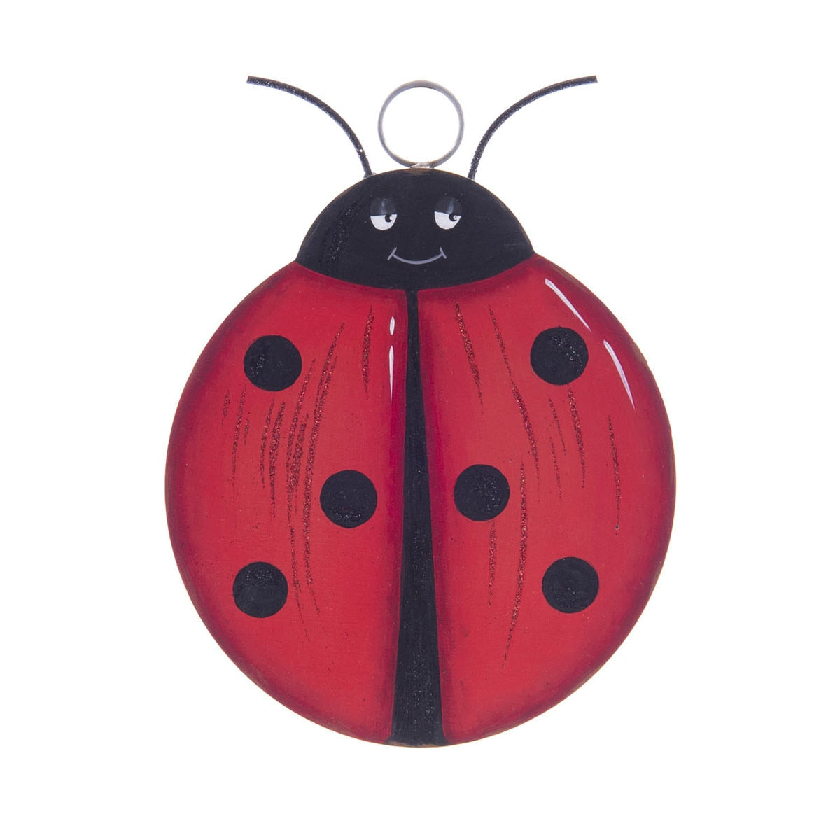 Mini Ladybug charm pendant featuring a red enamel body with black wing spots and antennae.