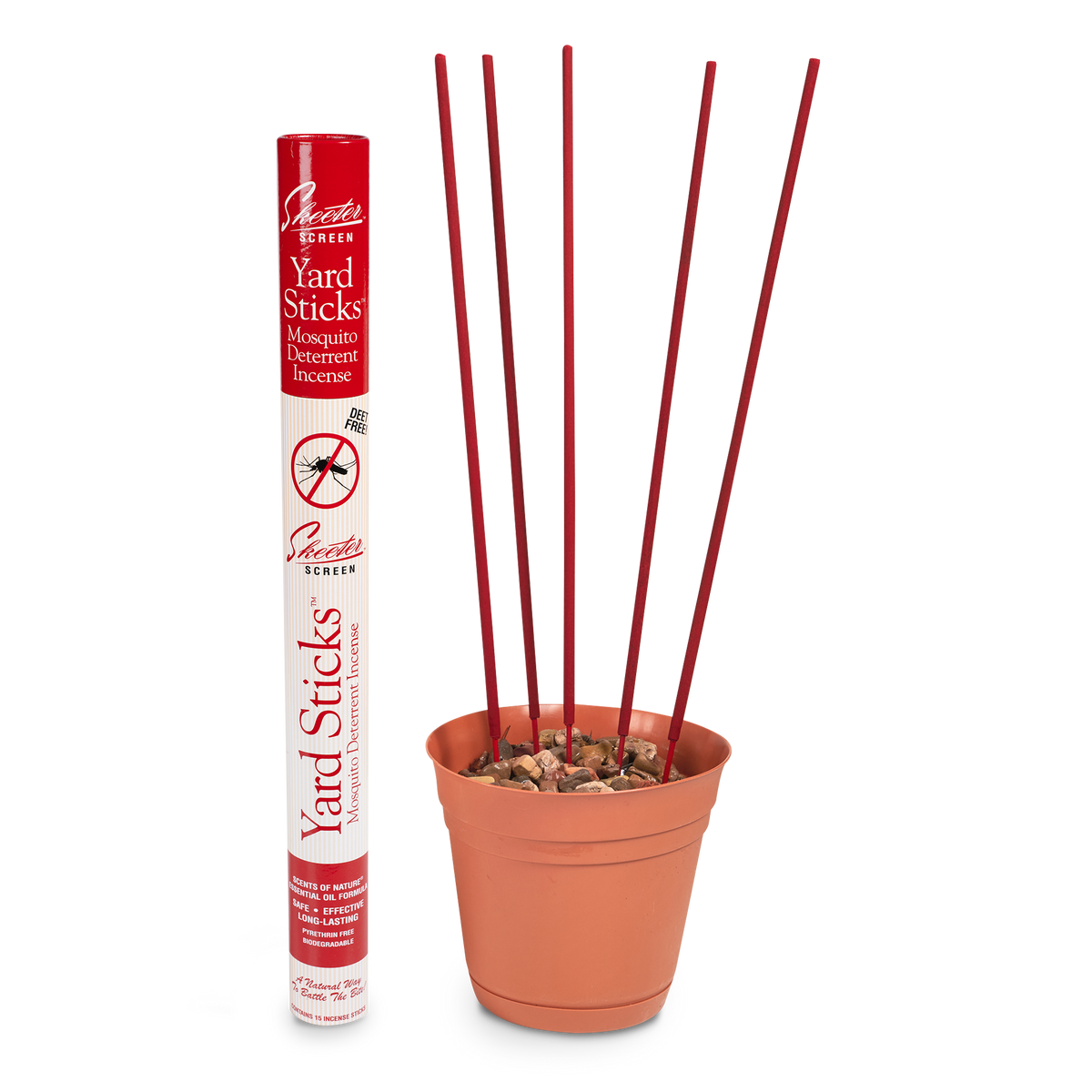 Packaging for Skeeter Screen Yard Sticks insect deterrent incense sticks