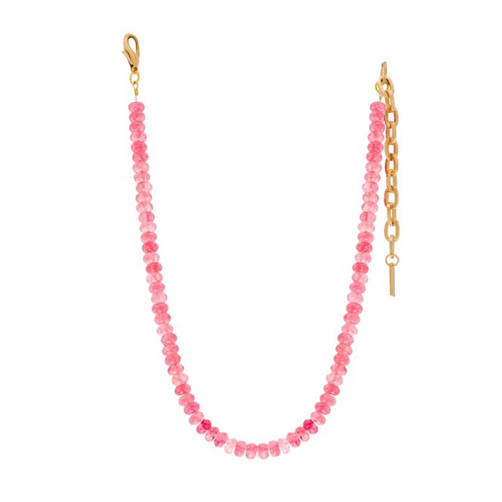 Antique gold-plated brass necklace with sparkly beads on a 14.75-inch chain.