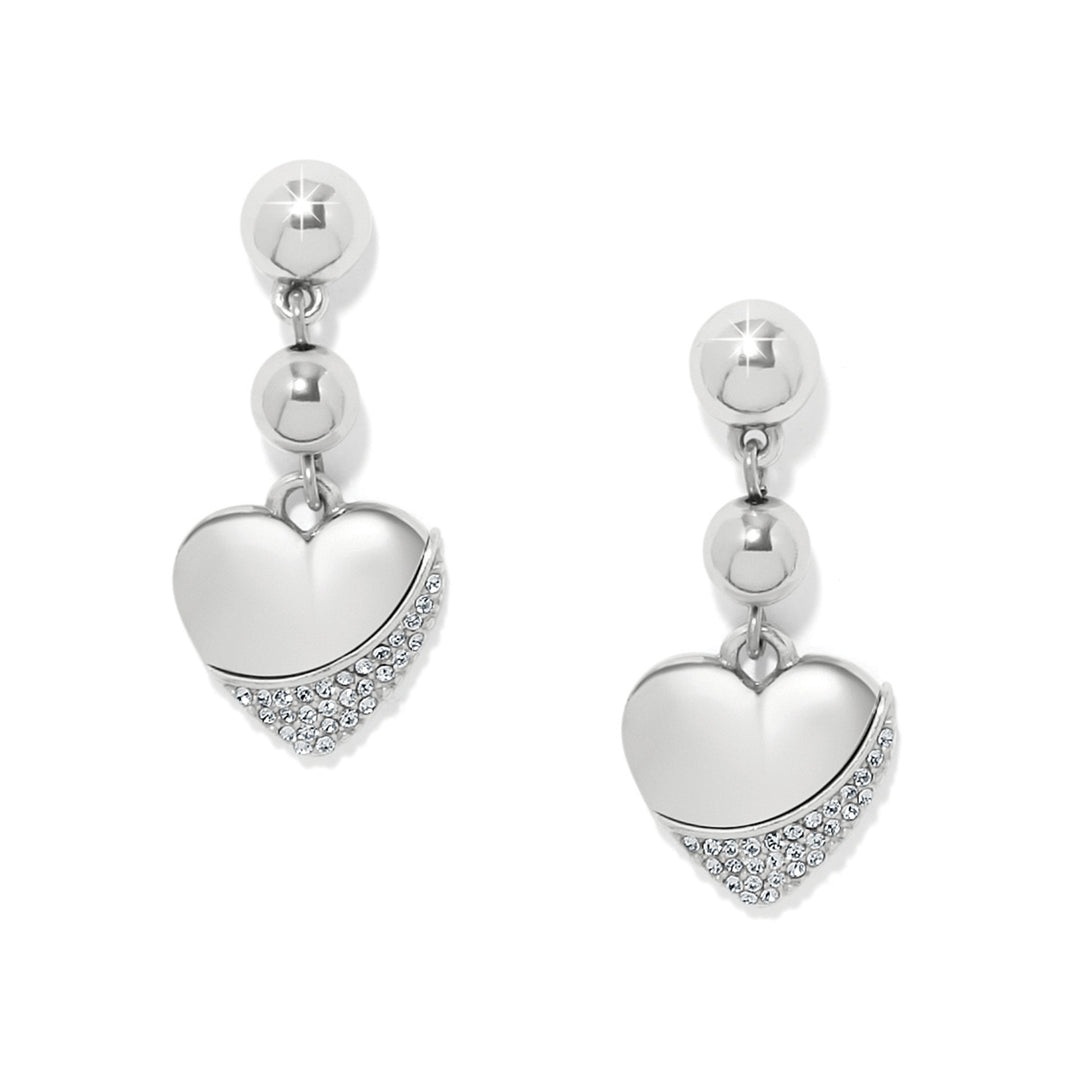 Meridian Petite Heart Wave post earrings featuring a flat disc back in silver-tone metal with a delicate wave pattern.